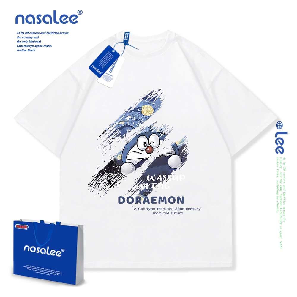 NASA áo trẻ em cotton 2025 mới mềm mại thoải mái, áo cộc in họa tiết Doraemon cho bé trai