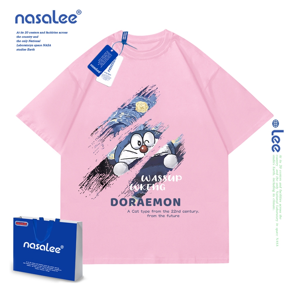 NASA áo trẻ em cotton 2025 mới mềm mại thoải mái, áo cộc in họa tiết Doraemon cho bé trai