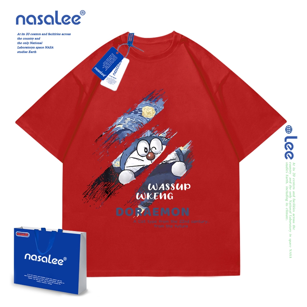 NASA áo trẻ em cotton 2025 mới mềm mại thoải mái, áo cộc in họa tiết Doraemon cho bé trai