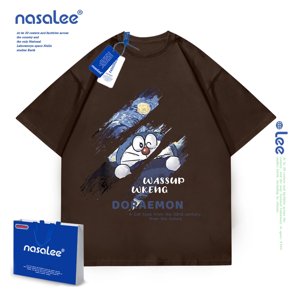 NASA áo trẻ em cotton 2025 mới mềm mại thoải mái, áo cộc in họa tiết Doraemon cho bé trai