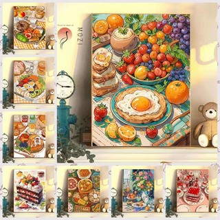 MOZI✨30 * 40cm / 40 * 50cm món ăn ngon tranh tô màu theo số tranh số hóa tranh sơn dầu số hoá bộ tô màu theo số Tự Làm Tranh Sơn Dầu Kỹ Thuật Số Tranh Vẽ Tay Tranh Sơn Màu Tranh Giải Nén Tranh Trang Trí Tranh Acrylic