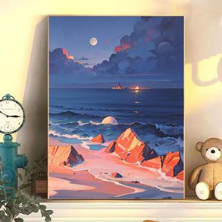 MOZI✨30 * 40cm / 40 * 50cm Phong Cảnh Bên Biển tranh tô màu theo số bộ tô màu theo số tranh số hóa tranh sơn dầu số hoá Tự Làm Tranh Sơn Dầu Kỹ Thuật Số Tranh Vẽ Tay Tranh Tô Màu Tranh Kỹ Thuật Số Làm Đầy Tranh Vẽ Tay Trang Trí Nhà Cửa Tranh