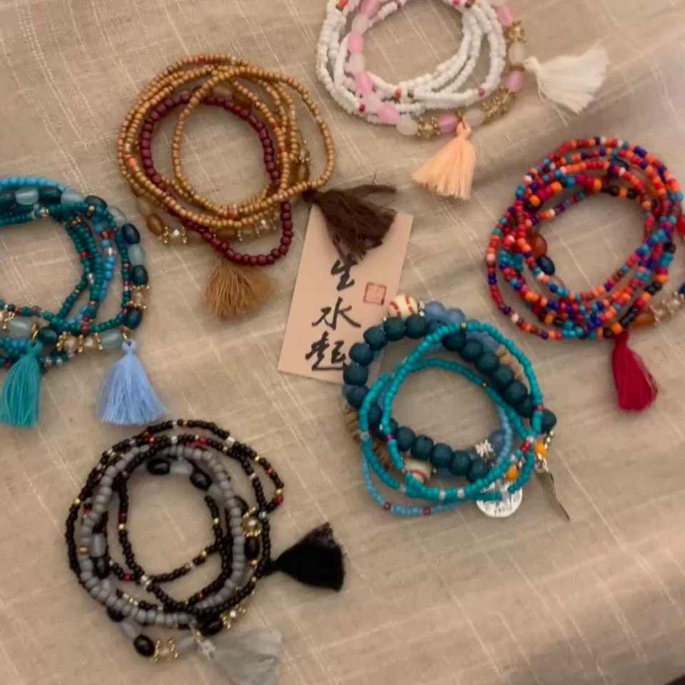 Phong cách Bohemian hạt kê nhiều lớp vòng tay đính cườm nữ mùa hè phong cách quốc gia nhẹ nhàng sang trọng thích hợp retro tay trang sức bán buôn