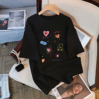 HIIXIIVI Mới 100% cotton Phong Cách Hàn Quốc Thời Trang Hàng Sẵn Có Nữ Mùa Hè Tay Ngắn Áo Quần Áo Cổ Tròn Tee Áo