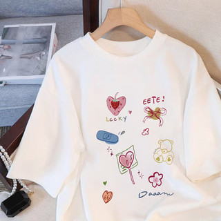 HIIXIIVI Mới 100% cotton Phong Cách Hàn Quốc Thời Trang Hàng Sẵn Có Nữ Mùa Hè Tay Ngắn Áo Quần Áo Cổ Tròn Tee Áo