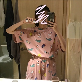 Bộ đồ ngủ tay ngắn dáng rộng thời trang mùa hè dễ thương cho nữ Lff0704