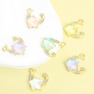 10 Chiếc Trong Suốt Và Lạnh Cảm Giác Giấc Mơ Đầy Màu Sắc Thủy Tinh Ngôi Sao & Mặt Trăng Quyến Rũ Với Kim Cương Giả khảm Tinh Tế & Ngọt Ngào Phụ Kiện Trang Sức Cho DIY Xương Đòn Dây Chuyền Vòng Cổ Vòng Tay Bông Tai