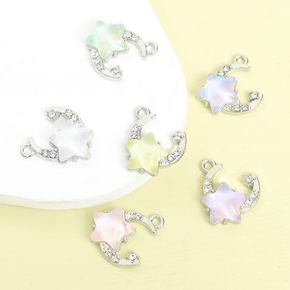 10 Chiếc Trong Suốt Và Lạnh Cảm Giác Giấc Mơ Đầy Màu Sắc Thủy Tinh Ngôi Sao & Mặt Trăng Quyến Rũ Với Kim Cương Giả khảm Tinh Tế & Ngọt Ngào Phụ Kiện Trang Sức Cho DIY Xương Đòn Dây Chuyền Vòng Cổ Vòng Tay Bông Tai