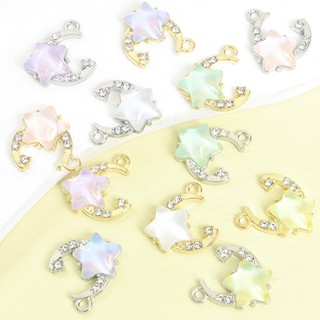 10 Chiếc Trong Suốt Và Lạnh Cảm Giác Giấc Mơ Đầy Màu Sắc Thủy Tinh Ngôi Sao & Mặt Trăng Quyến Rũ Với Kim Cương Giả khảm Tinh Tế & Ngọt Ngào Phụ Kiện Trang Sức Cho DIY Xương Đòn Dây Chuyền Vòng Cổ Vòng Tay Bông Tai