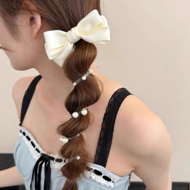 Ngọt Ngào Cung Ngọc Trai Bong Bóng Bím Tóc Vòng Tròn Dây Điện Thoại Buộc Tóc Đuôi Ngựa Đầu Dây Tính Khí Cao Cấp Phụ Kiện Tóc Người Phụ Nữ