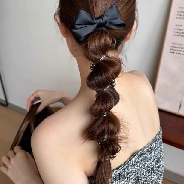 Ngọt Ngào Cung Ngọc Trai Bong Bóng Bím Tóc Vòng Tròn Dây Điện Thoại Buộc Tóc Đuôi Ngựa Đầu Dây Tính Khí Cao Cấp Phụ Kiện Tóc Người Phụ Nữ