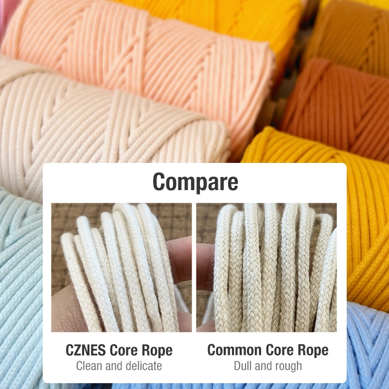 Dây cotton bện 3mm lõi xoắn, sợi dệt tay nguyên chất, phụ kiện DIY, gói chất liệu gói
