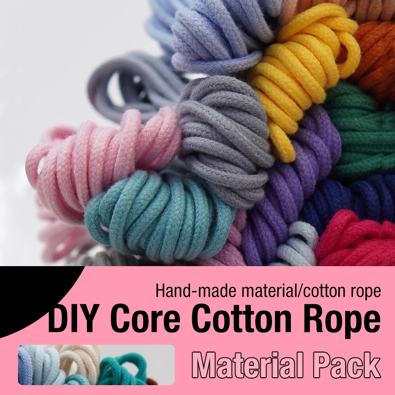 Dây cotton bện 3mm lõi xoắn, sợi dệt tay nguyên chất, phụ kiện DIY, gói chất liệu gói