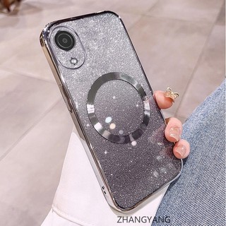 Ốp Lưng Cho OPPO A17K Vỏ Điện Thoại Cạnh Thẳng Đèn flash Mạ Điện Có Chức Năng Hút Từ Silicon TPU Mềm Chống Rơi Và Chống Bẩn