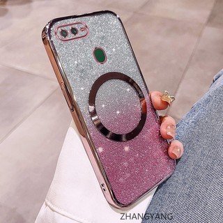 Ốp Lưng Cho OPPO A5S A12 A7 F9 Ốp Điện Thoại Cạnh Thẳng Đèn flash Mạ Điện Có Chức Năng Hút Từ Silicon TPU Mềm Chống Rơi Và Chống Bẩn