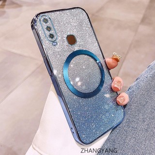 Ốp Lưng Dành Cho vivo Y11 Y12 Y15 Y17 Y19 Vỏ Điện Thoại Cạnh Thẳng Đèn flash Mạ Điện Có Chức Năng Hút Từ Silicon TPU Mềm Chống Rơi Và Chống Bẩn