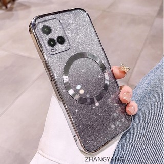 Ốp Lưng Dành Cho vivo Y21 Y21S Y33S 4G Y21A Y21T Vỏ Điện Thoại Cạnh Thẳng Có Chức Năng Hút Từ Tính Silicon TPU Mềm Chống Rơi Và Chống Bẩn