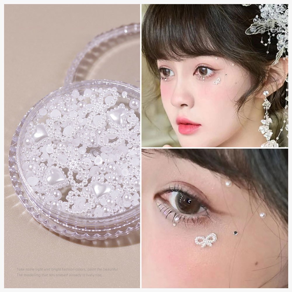Trang trí mặt Miếng dán trang điểm mắt cô dâu Trang sức xé kim cương Ngọc trai rỗng bướm kim loại