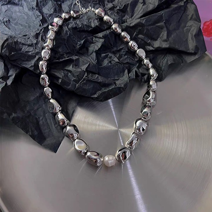 Hàn Quốc kim loại mới phóng đại thiểu số choker tất cả các trang sức thời trang đính cườm đơn giản khí chất vòng cổ nữ