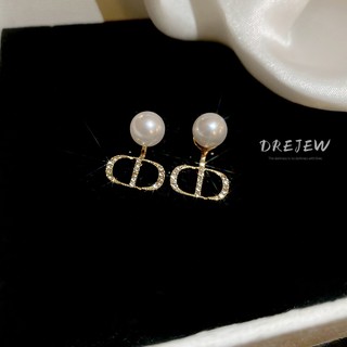 DREJEW 925 Tremella kim thời trang bông tai ngọc trai cao cấp kiểu Pháp niche cổ điển nhẹ bông tai sang trọng dành cho nữ Bông tai ngọc trai đa năng đơn giản không gây dị ứng