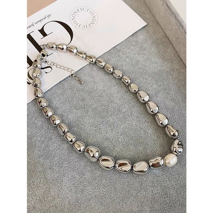 Hàn Quốc kim loại mới phóng đại thiểu số choker tất cả các trang sức thời trang đính cườm đơn giản khí chất vòng cổ nữ