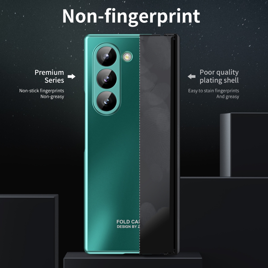 Dành Cho Samsung Galaxy Z Fold 7 6 Ốp Lưng Gấp 5 4 3 360 Toàn Màn Hình Bảo Vệ Phim Cường Lực Cứng PC Gấp Bao Da