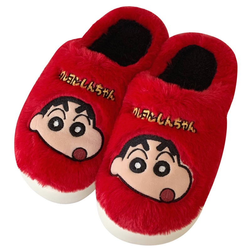 Xixitiao Dép Gia Vị Giày Trong Nhà Ấm Sang Trọng Dễ Thương Crayon Shin-Chan Đế Mềm Thu Đông Baotou Cotton