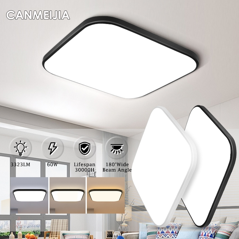 Đèn trần Led ba màu Đèn trần hiện đại 50W 60W 70W Đèn bảng điều khiển cho phòng ngủ Chiếu sáng phòng khách