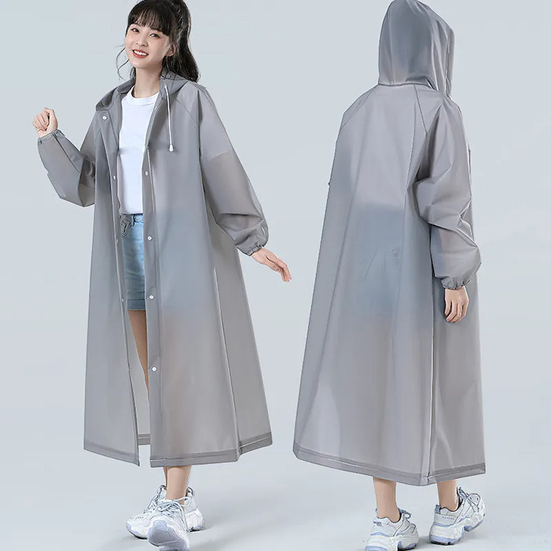 Áo mưa trong suốt dài một mảnh có mũ trùm đầu chống nước cho nam nữ, du lịch ngoài trời