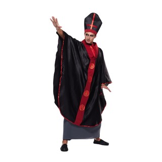 Nam Cao Cấp Đen Giám Mục Trang Phục Người Lớn Bóng Tối Linh Mục Halloween Trang Phục Đảng Trò Chơi Nam Tôn Giáo Series Kinh Thánh Công Giáo Đức Hồng Y Giáo Hoàng Cosplay Trang Phục