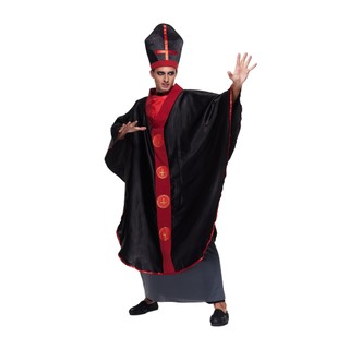 Nam Cao Cấp Đen Giám Mục Trang Phục Người Lớn Bóng Tối Linh Mục Halloween Trang Phục Đảng Trò Chơi Nam Tôn Giáo Series Kinh Thánh Công Giáo Đức Hồng Y Giáo Hoàng Cosplay Trang Phục