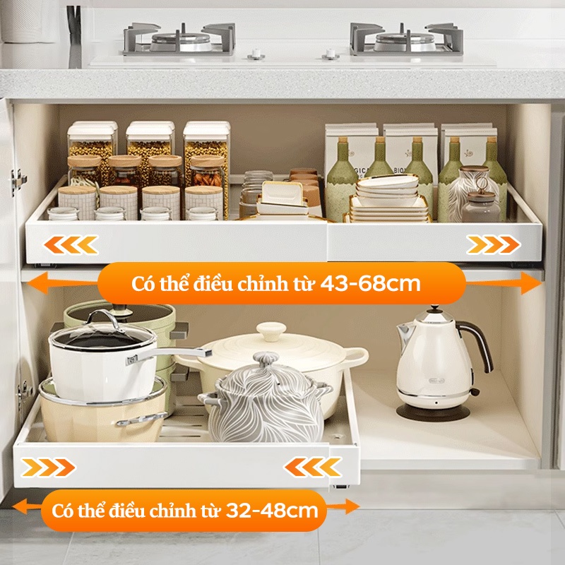 Cambond Giá Đựng Đồ Nhà Bếp Có Thể Điều Chỉnh, Có Thanh Trượt Giỏ Kéo Dưới Bồn Rửa Loại Ngăn Kéo Khay Đựng Hộp Gia Vị