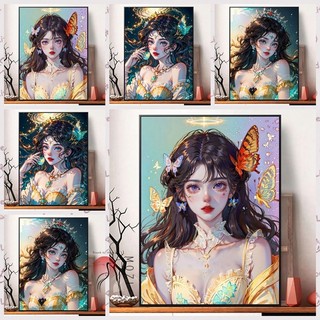 MOZI✨40 * 50cm / 30 * 40cm cô gái xinh đẹp tranh tô màu theo số tranh số hóa tranh sơn dầu số hoá bộ tô màu theo số sơn acrylic  Sơn kỹ thuật số Cô Gái Nàng Tiên Cá Số Tranh Nhồi Bông Tranh Vẽ Tay Acrylic Tô Màu Tranh Trang Trí Nhà Cửa Tranh