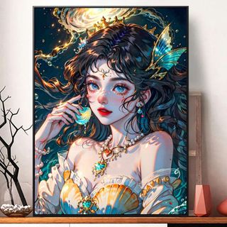 MOZI✨40 * 50cm / 30 * 40cm cô gái xinh đẹp tranh tô màu theo số tranh số hóa tranh sơn dầu số hoá bộ tô màu theo số sơn acrylic  Sơn kỹ thuật số Cô Gái Nàng Tiên Cá Số Tranh Nhồi Bông Tranh Vẽ Tay Acrylic Tô Màu Tranh Trang Trí Nhà Cửa Tranh