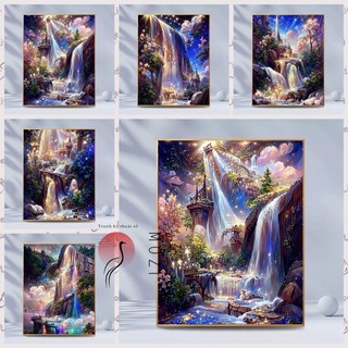 MOZI✨40 * 50cm / 30 * 40cm thác nước bầu trời đầy sao tranh số hóa tranh tô màu theo số tranh sơn dầu số hoáBầu Trời Đầy Sao Thác Tự Làm Tranh Sơn Dầu Kỹ Thuật Số Tranh Vẽ Tranh Sơn Dầu Kỹ Thuật Số Tranh Làm Đầy Tranh Vẽ Tay Tranh Acrylic Trang Trí Nhà