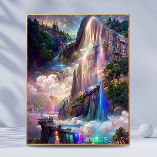 MOZI✨40 * 50cm / 30 * 40cm thác nước bầu trời đầy sao tranh số hóa tranh tô màu theo số tranh sơn dầu số hoáBầu Trời Đầy Sao Thác Tự Làm Tranh Sơn Dầu Kỹ Thuật Số Tranh Vẽ Tranh Sơn Dầu Kỹ Thuật Số Tranh Làm Đầy Tranh Vẽ Tay Tranh Acrylic Trang Trí Nhà