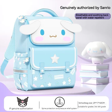 Ba lô chống gù trẻ em được ủy quyền chính hãng của Sanrio mới học sinh tiểu học lớp 1-6 cặp đi cho học sinh siêu nhẹ chống nước dung tích lớn ba lô bé gái Ba lô Kuromi ba lô giai điệu Ba lô Cinnamorol