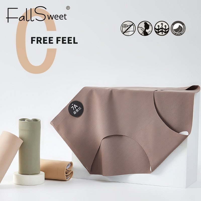 Ảnh Fallsweet Combo 3 7A Mulberry Silk Quần Lót Giữa Eo Liền Mạch Quần Đùi Nâng Hông Thoáng Khí Kháng Khuẩn Quần Lót Thể Thao Yoga 4