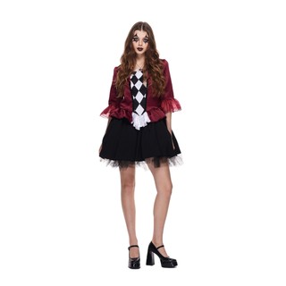 Nữ Sinister Xiếc Chú Hề Trang Phục Nữ Đỏ Đáng Sợ Chú Hề Halloween Trang Phục Nữ Carnival Đảng Điên Joker Harry Quinn Cosplay Đầm