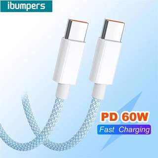Ibumpers PD 60W USB C sang Type C Cáp sạc nhanh Android 20W Type C sang Type C Dây dữ liệu cho iPhone 15 1M