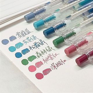 6 Cái / bộ Bút Gel Màu Retro Sinh Viên Bút Nước Màu 0.5mm