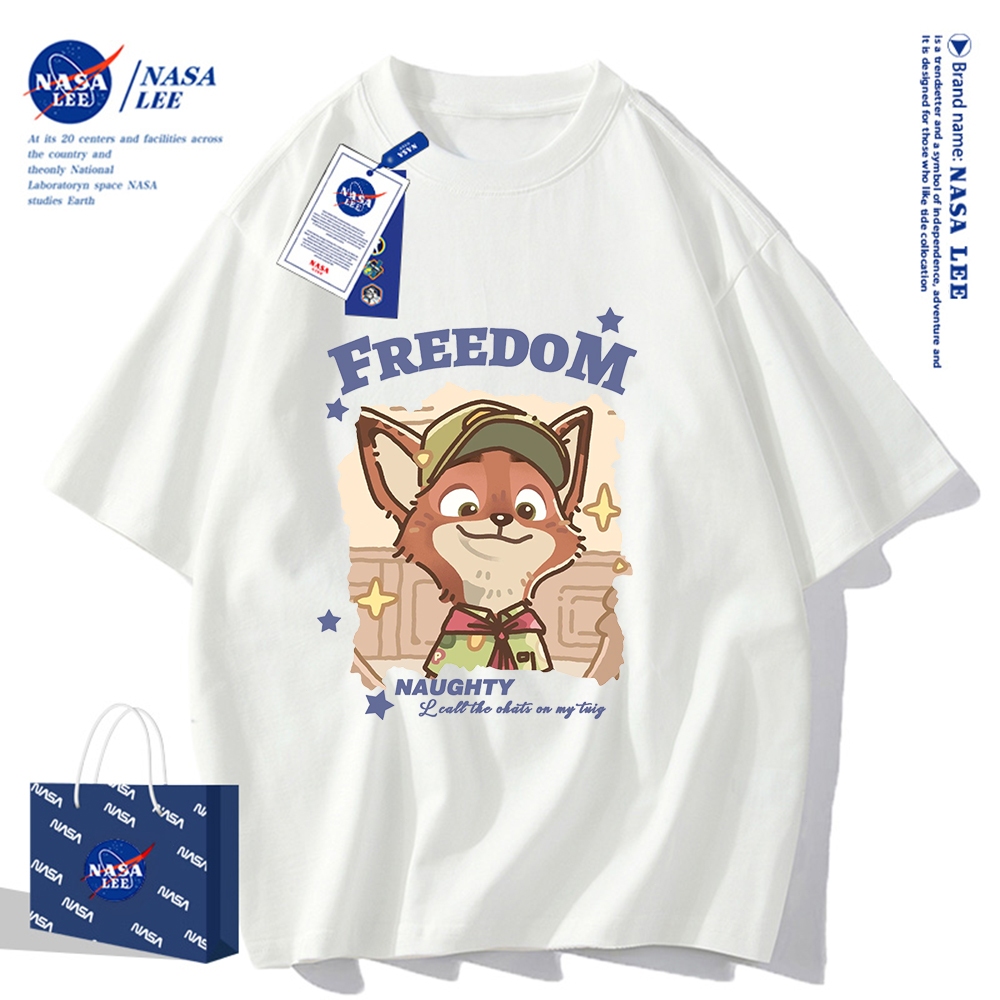 Nasa Joint Áo thun ngắn tay Nam Nữ Xu hướng thời trang Mùa hè 2024 Phong cách mới Rời Cặp đôi Áo thun nửa tay