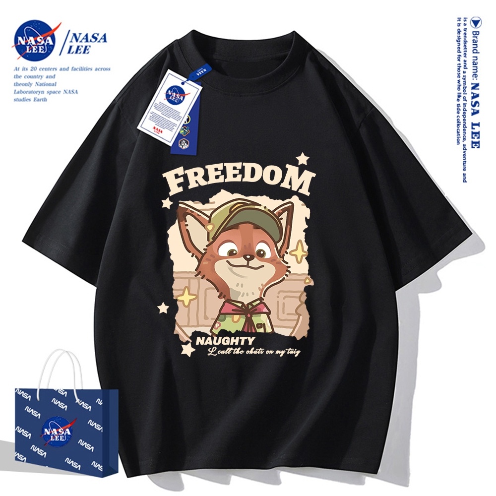 Nasa Joint Áo thun ngắn tay Nam Nữ Xu hướng thời trang Mùa hè 2024 Phong cách mới Rời Cặp đôi Áo thun nửa tay