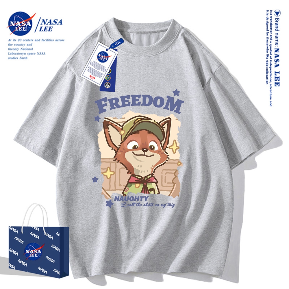 Nasa Joint Áo thun ngắn tay Nam Nữ Xu hướng thời trang Mùa hè 2024 Phong cách mới Rời Cặp đôi Áo thun nửa tay