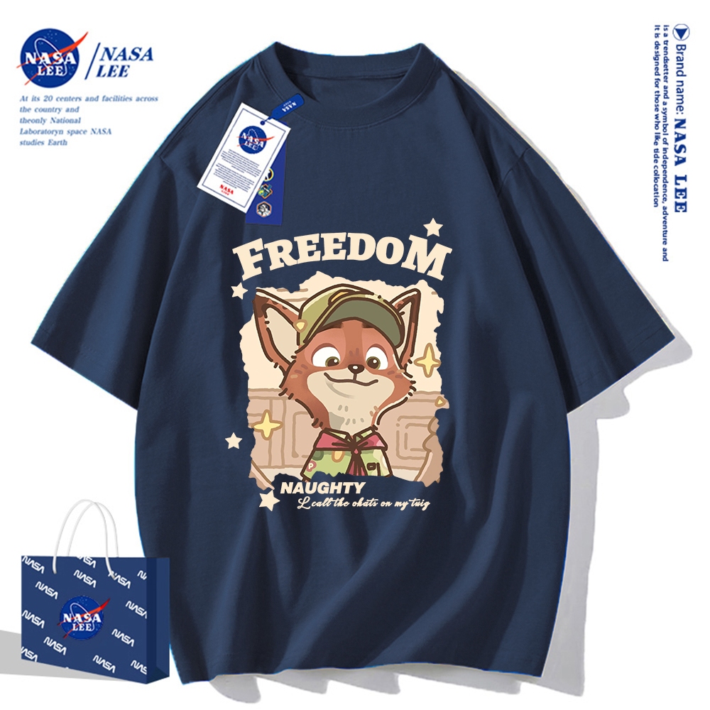 Nasa Joint Áo thun ngắn tay Nam Nữ Xu hướng thời trang Mùa hè 2024 Phong cách mới Rời Cặp đôi Áo thun nửa tay