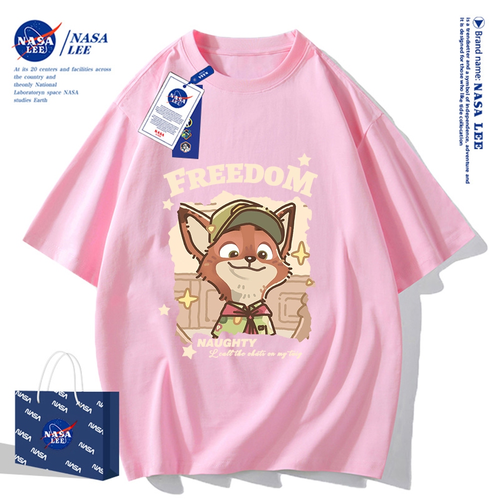 Nasa Joint Áo thun ngắn tay Nam Nữ Xu hướng thời trang Mùa hè 2024 Phong cách mới Rời Cặp đôi Áo thun nửa tay