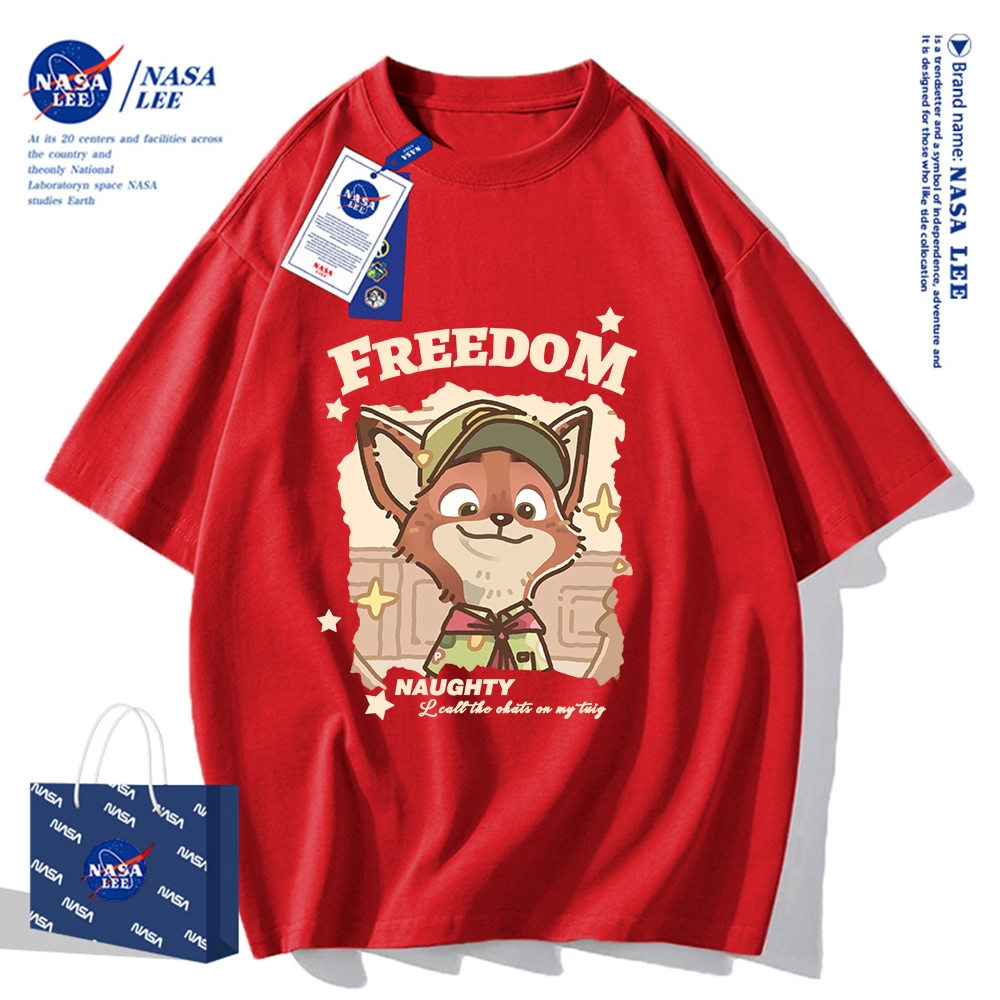 Nasa Joint Áo thun ngắn tay Nam Nữ Xu hướng thời trang Mùa hè 2024 Phong cách mới Rời Cặp đôi Áo thun nửa tay