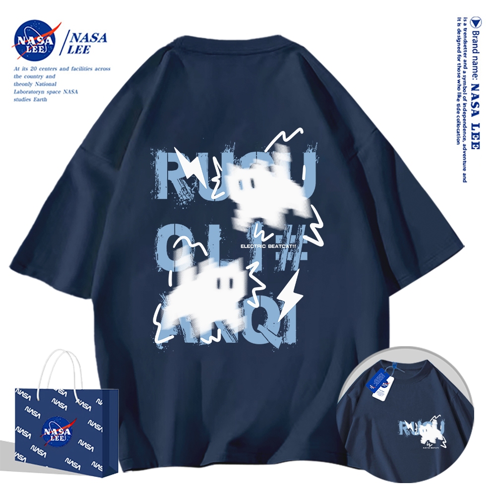 🔥Hàng có sẵn🔥Nasa Joint Áo thun ngắn tay Nam Nữ Xu hướng thời trang Mùa hè 2024 Phong cách mới Rời Cặp đôi Áo thun nửa tay