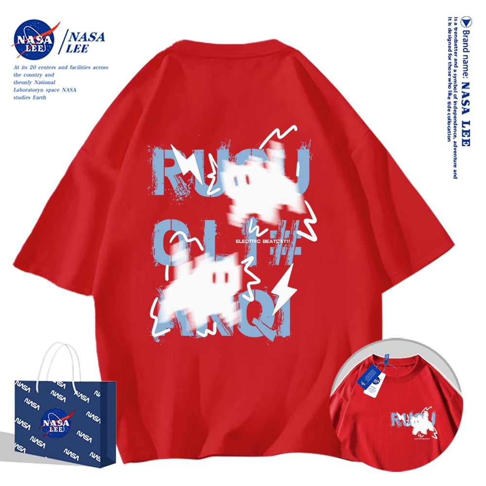 🔥Hàng có sẵn🔥Nasa Joint Áo thun ngắn tay Nam Nữ Xu hướng thời trang Mùa hè 2024 Phong cách mới Rời Cặp đôi Áo thun nửa tay