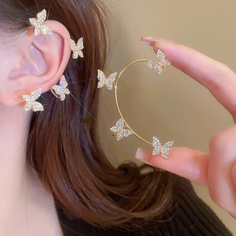 Kẹp tai nữ không xỏ, thiết kế cảm giác tiên tiến, kiểu bướm treo, 2024
